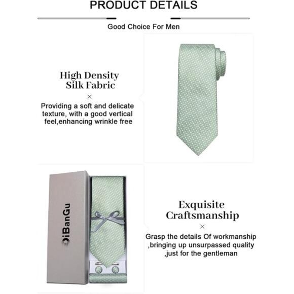 Plaid Tie Men's Silk Tie & Pocket Square Cufflinks Tie Clip Set Wedding Business - Picture 6 of 7